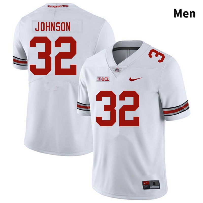 Ohio State Buckeyes Jakailin Johnson Men's #32 White Authentic Stitched College Football Jersey